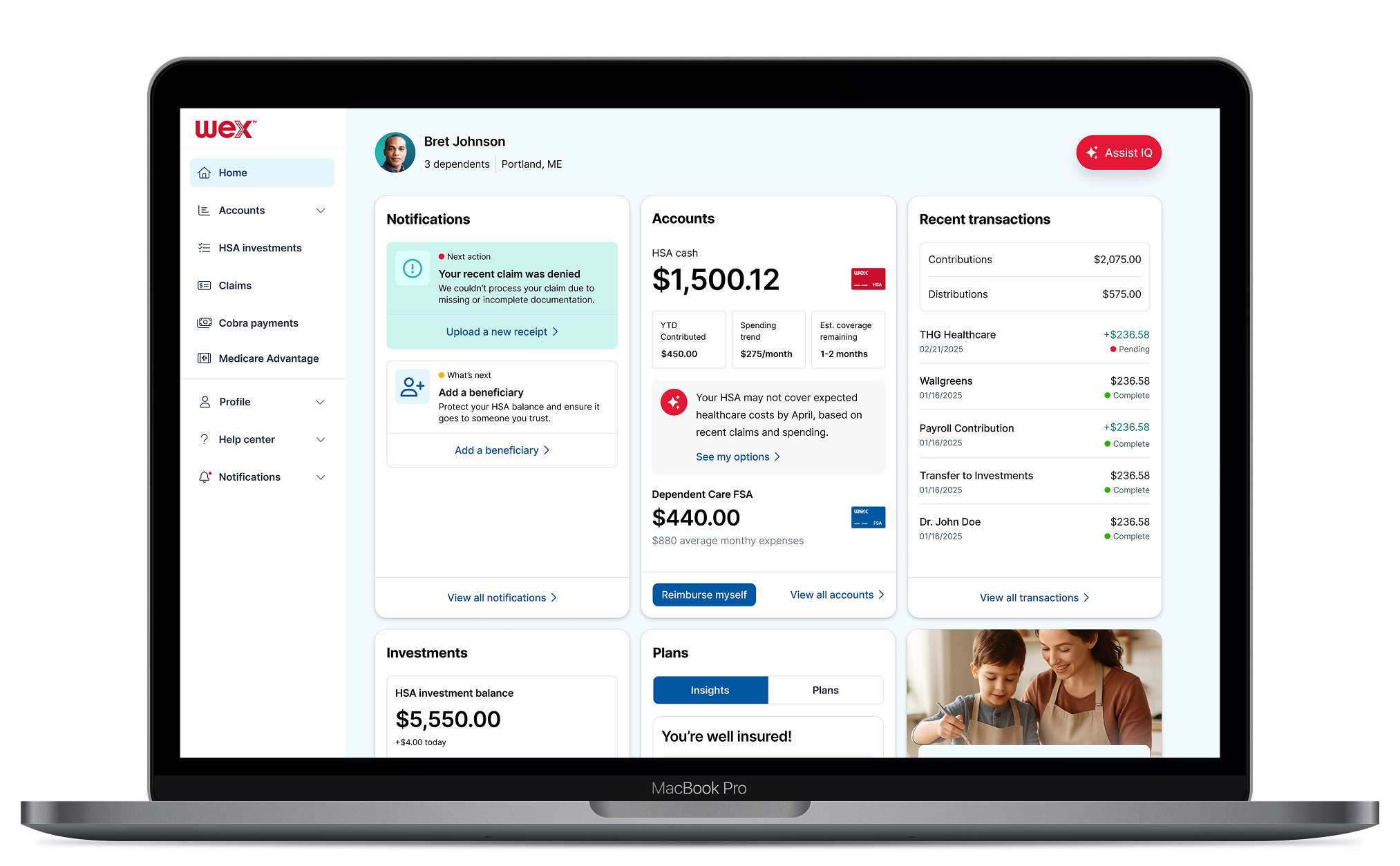 WEX CDH platform dashboard on MacBook Pro